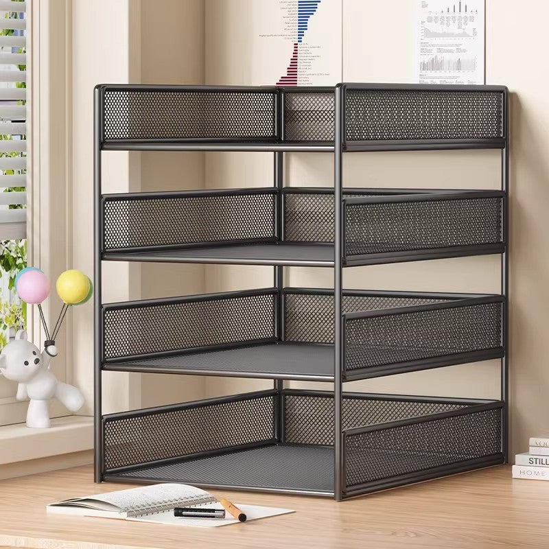 Calvreno Multi-Tier Metal Desktop File Organizer for Office Documents and Storage