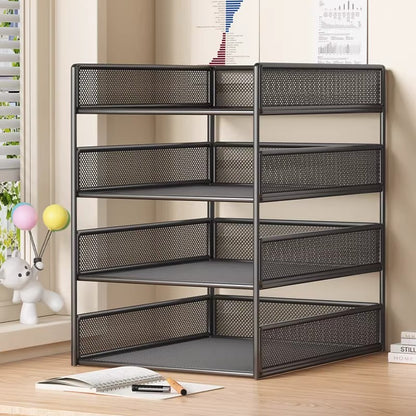 Calvreno Multi-Tier Metal Desktop File Organizer for Office Documents and Storage