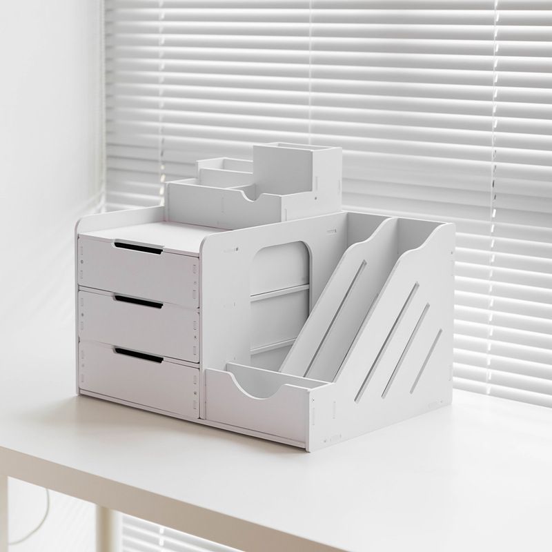 Calvreno Multi-Tier Desktop File Organizer Rack for Office Supplies and Documents