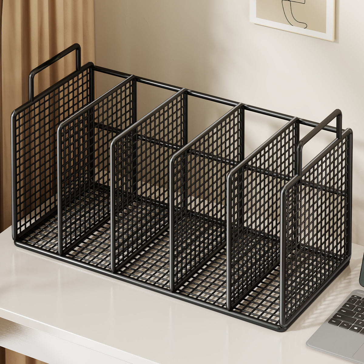 Calvreno Multi-Compartment Vertical Desktop File Organizer and Document Holder