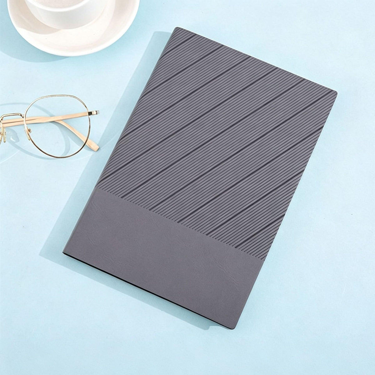 Calvreno Minimalist Twill-Pattern Business Notebook Set for Office and Meetings